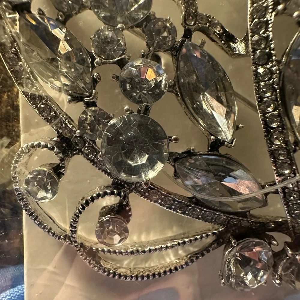 Belagio Rhinestone Metal Brooch, Butterfly, Silver - Picture 4 of 5